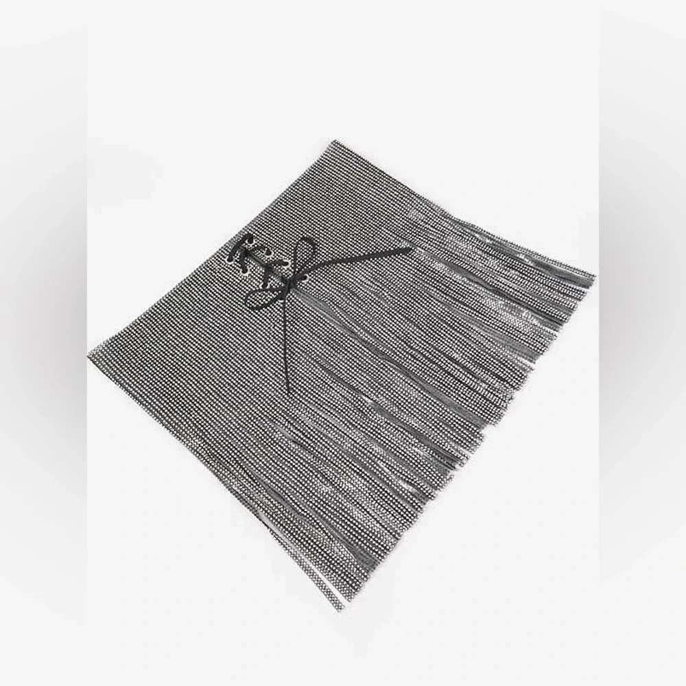 Silver Rhinestone Corset Skirt Statement Belt